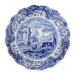 Spode Blue Italian Round Fluted Dish 6.5 Inch Scalloped Edge Made in England